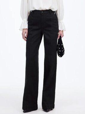 Madewell Black Superwide Leg Pintuck Jeans Size 28